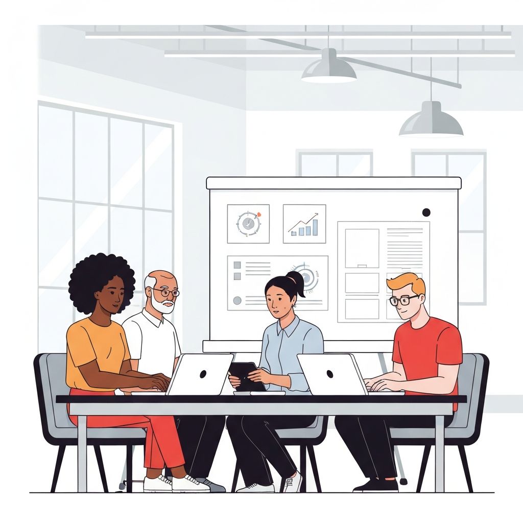 Equipe colaborando de forma eficiente